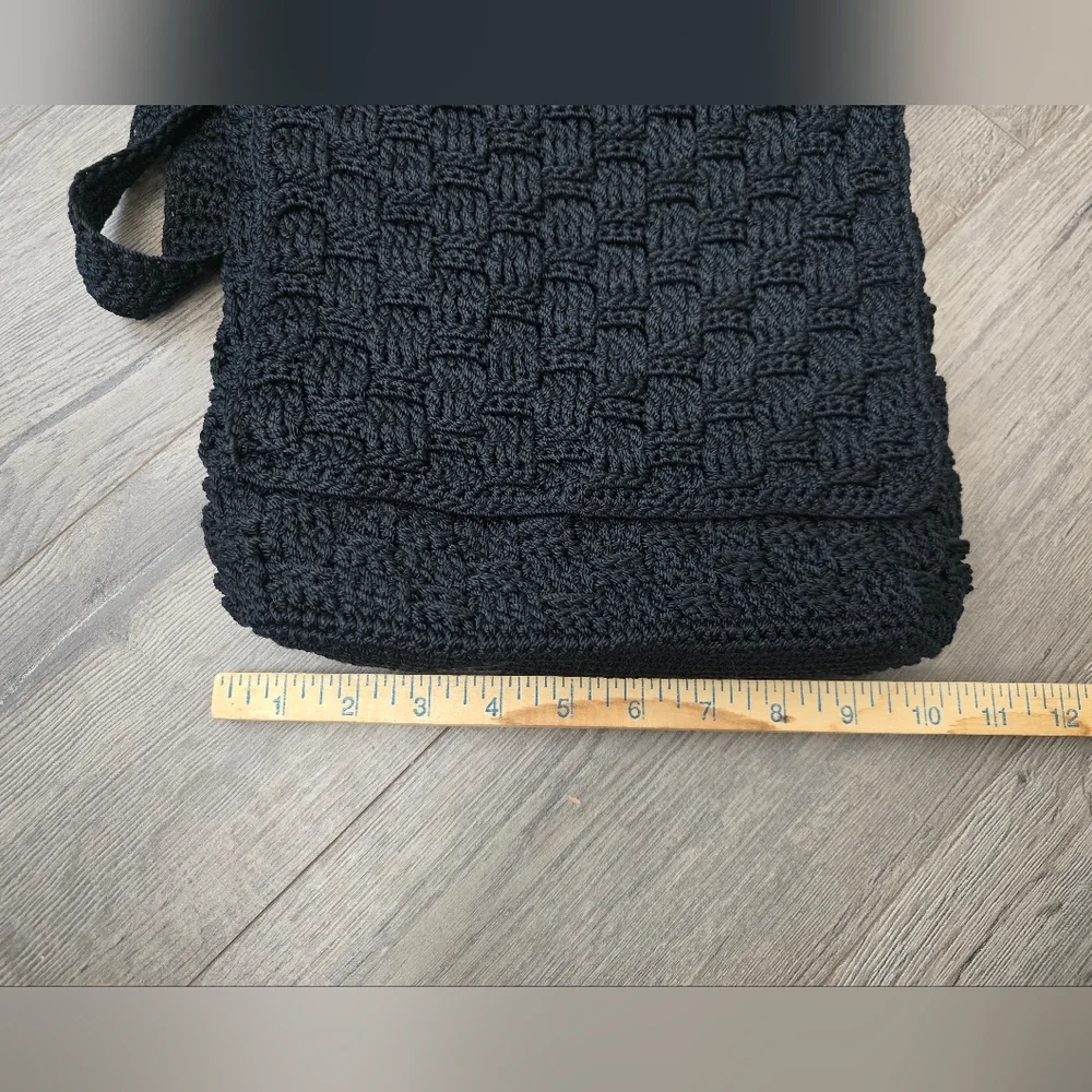 The Sak Handmade In Indonesia Black Woven Crochet Pattern Minimalist Boho